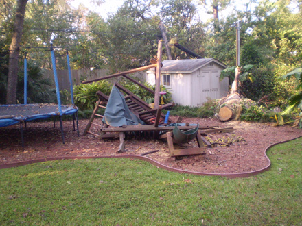 Rainbow Playset crushed by a tree during hurricane Ike!