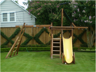 This Rainbow Play System fort/ swingset was advertised on Craigslist as, “In good condition”.
