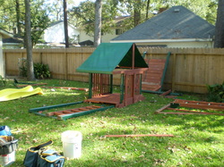 Yardline playset ready for Installation at new house.